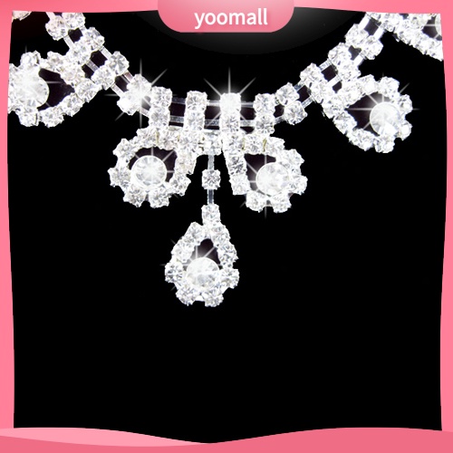Bộ Vòng cổ + Bông Tai Hình Giọt Nước Đính Đá Sang Trọng Cho Nữ