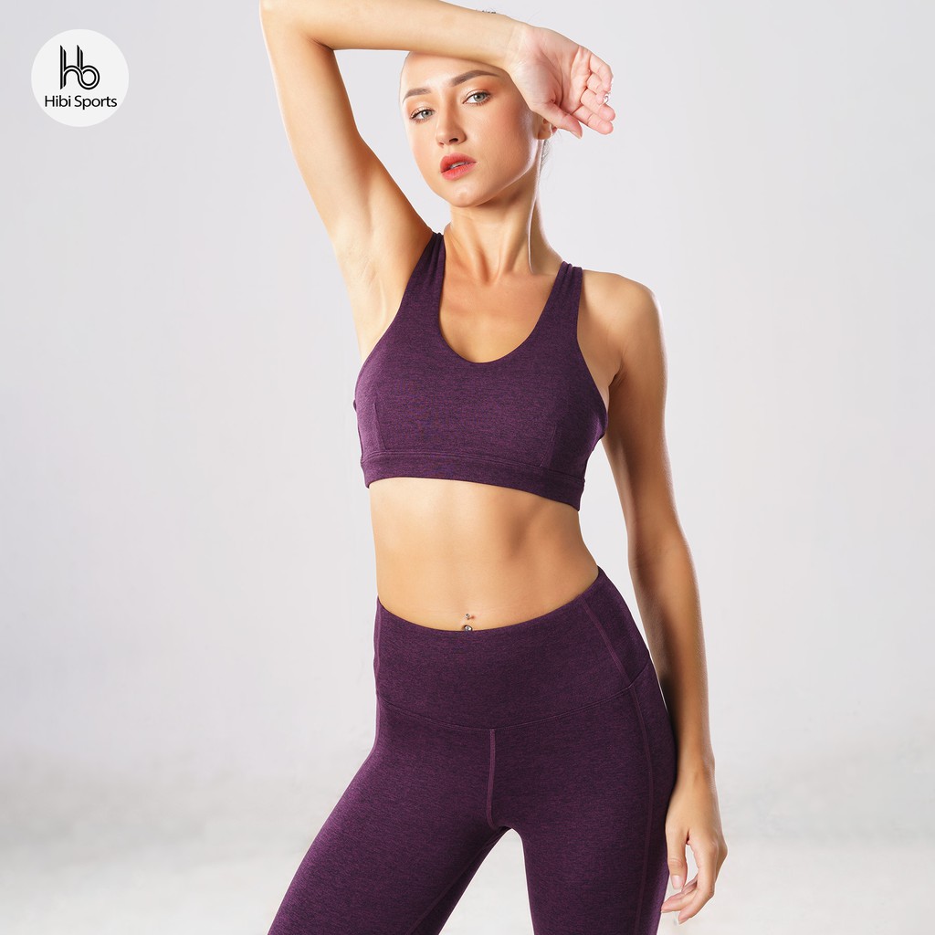 Áo tập Yoga Hibi Sports HA135 - Kiểu ba lỗ 2 dây cổ tim - Kèm mút nâng ngực