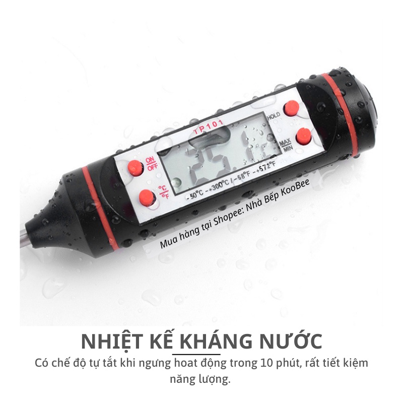 Nhiệt kế điện tử đa năng đo nước pha sữa, nước tắm, đo chất lỏng - Nhiệt kế thực phẩm KOOBEE