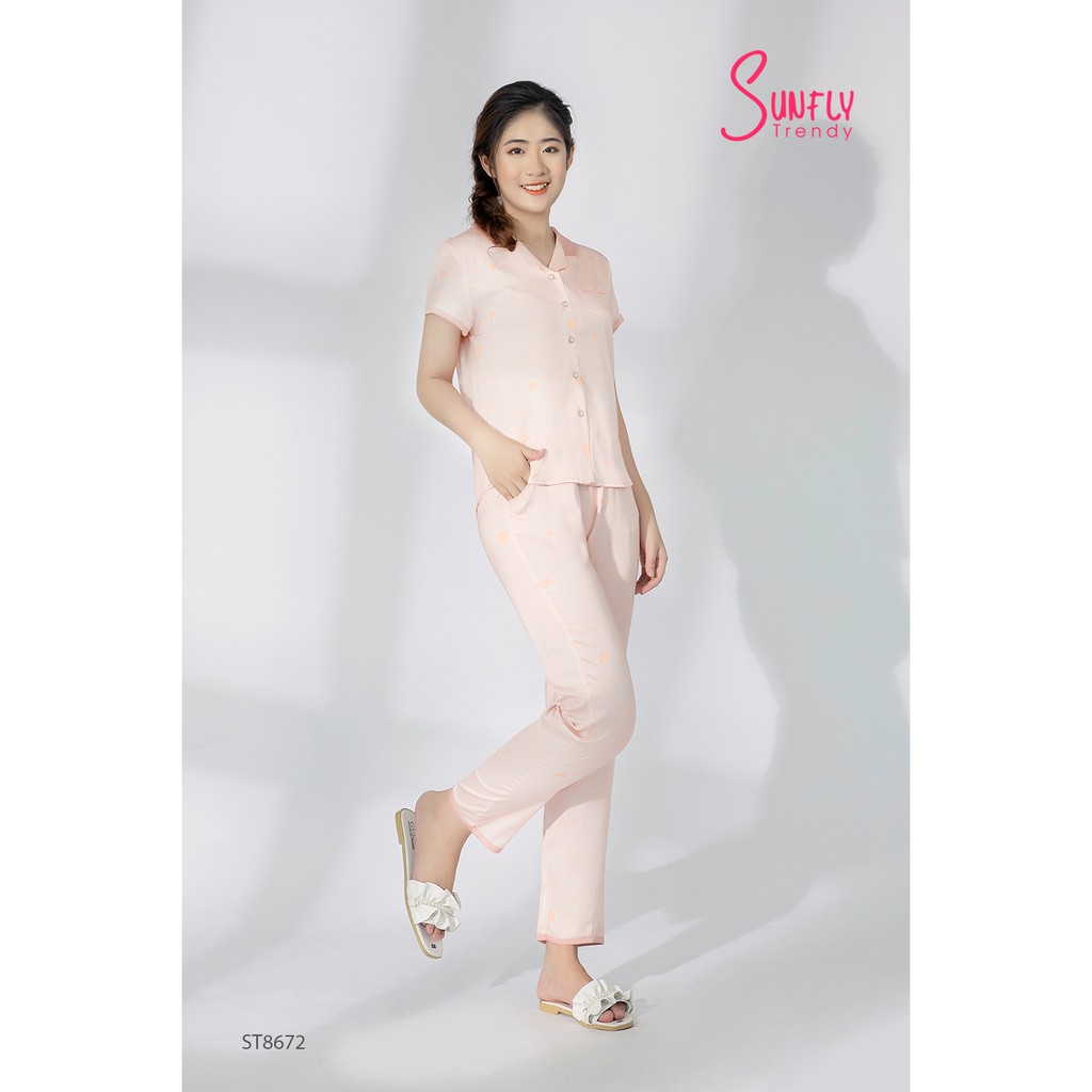 Đồ bộ nữ hãng Sunfly - Bộ mặc nhà quần dài áo cộc ST8672 (Nhiều màu kèm ảnh thật) | BigBuy360 - bigbuy360.vn