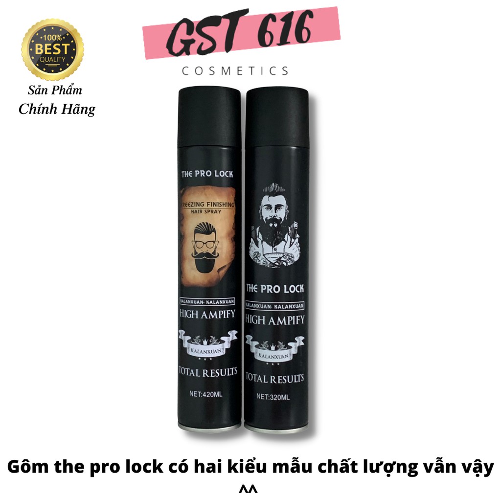 Keo xịt tóc nam giữ nếp siêu cứng giá rẻ the pro lock 420ml tặng lược kèm sáp vuốt tóc VCN