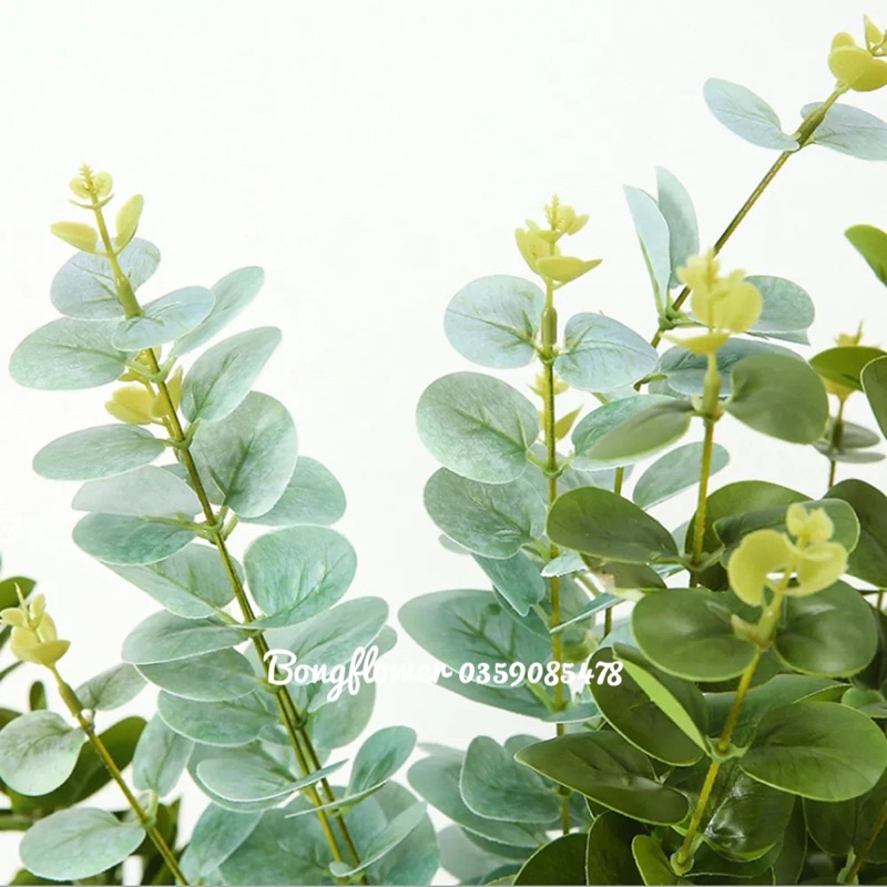 Cành lá táo giả - Cành lá bạch đàn giả 3 nhánh dài 80cm