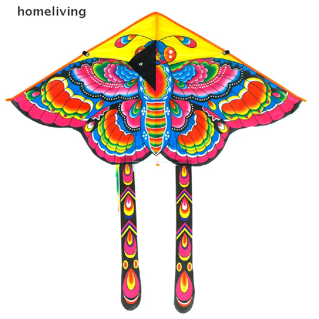 1 Bộ Diều Đuôi Dài 90 * 50cm In Hình Bướm Có Tay Cầm