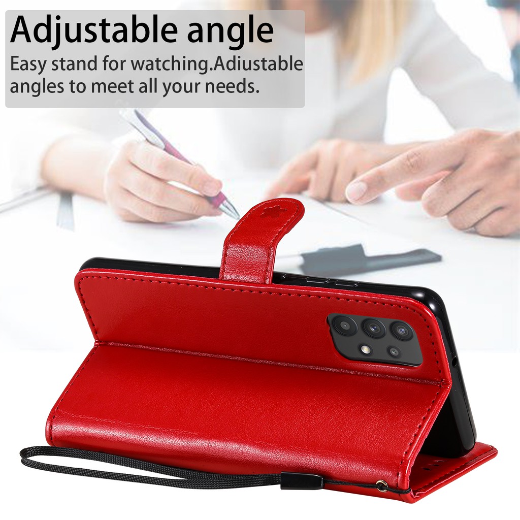 Bao da điện thoại kiểu ví gập nam châm có ngăn thẻ cho Samsung Galaxy S21 Fe A82 A22 A72 A52 A52s 5g A02S A03S A32 4g