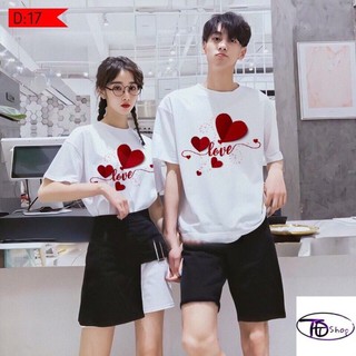Combo 2 áo thun chữ Love kèm trái tim, vải đẹp hình in rõ nét.Áo đôi nam nữ tình yêu đẹp giá rẻ.