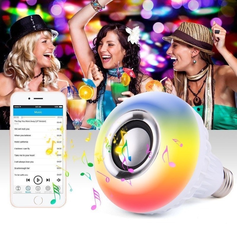 Bóng Đèn Led Đổi Màu E27 Tích Hợp Loa Bluetooth Điều Khiển Từ Xa Thay Đổi Màu Sắc Độc Đáo