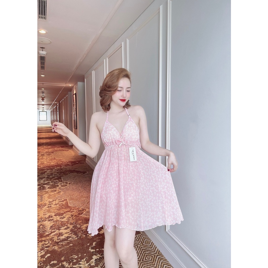 Yếm Ngủ Sexy Đầm Mặc Nhà Voan Lụa Hè Mặc Mát (Tặng Kèm Quần Ngủ Cùng Màu)
