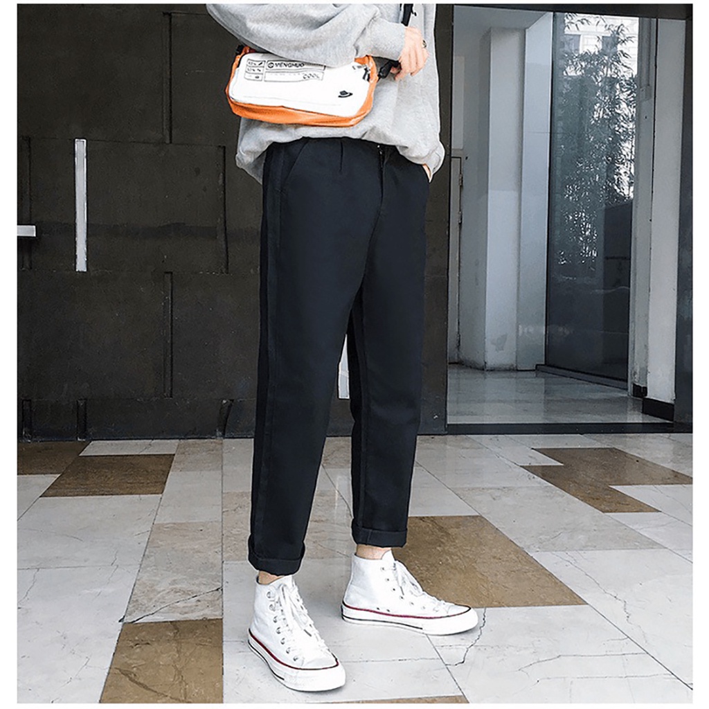 Quần Baggy Nam Nữ KAKI Ống Suông Unisex - Kiểu quần kaki đen và be tan Unika QD05