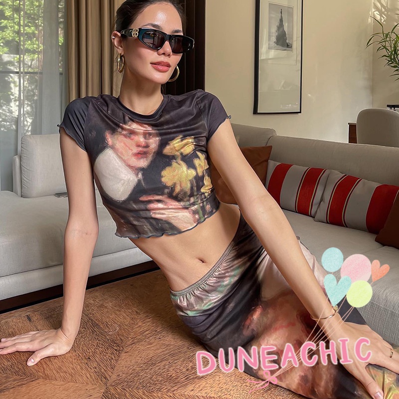 Set Áo Thun 2 Dây + Chân Váy Dài Thời Trang Nữ