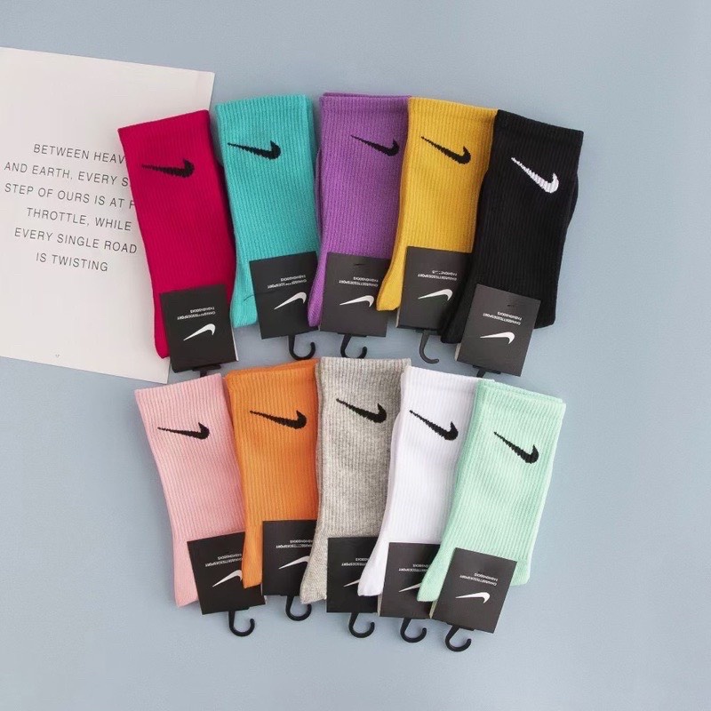 Tất Nike Cao Cổ Vớ Nam Nữ Cổ Cao Unisex Dệt Kim Cao Cấp Trơn Nhiều Màu Thể Thao Đá Bóng Dài Dày TAT23