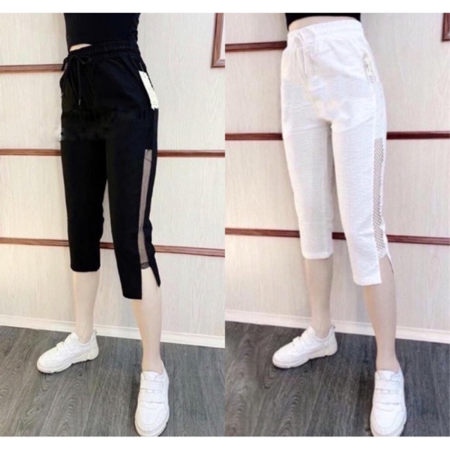 Quần baggy đũi lửng phối lưới_N009