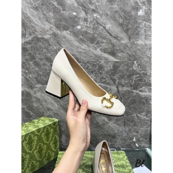 Giầy Gucci Gót Trụ 2 Màu Trắng Đen Full Size 35-39