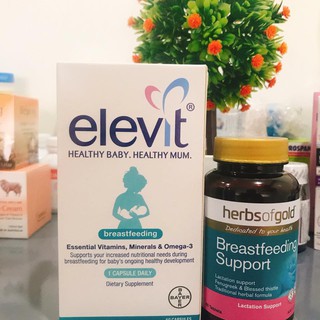 Set Elevit và viên lợi sữa cho mẹ bầu sau sinh Úc