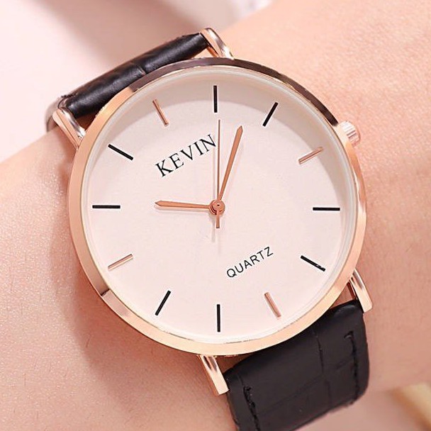 Đồng Hồ Nam Cao Cấp Kevin Quartz Dây Da, Mặt Kính Chống Xước, Khung Thép Không Gỉ