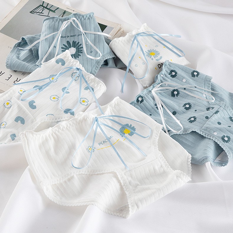 Set 5 quần lót nữ sinh cotton NuciFera hình Hoa cúc