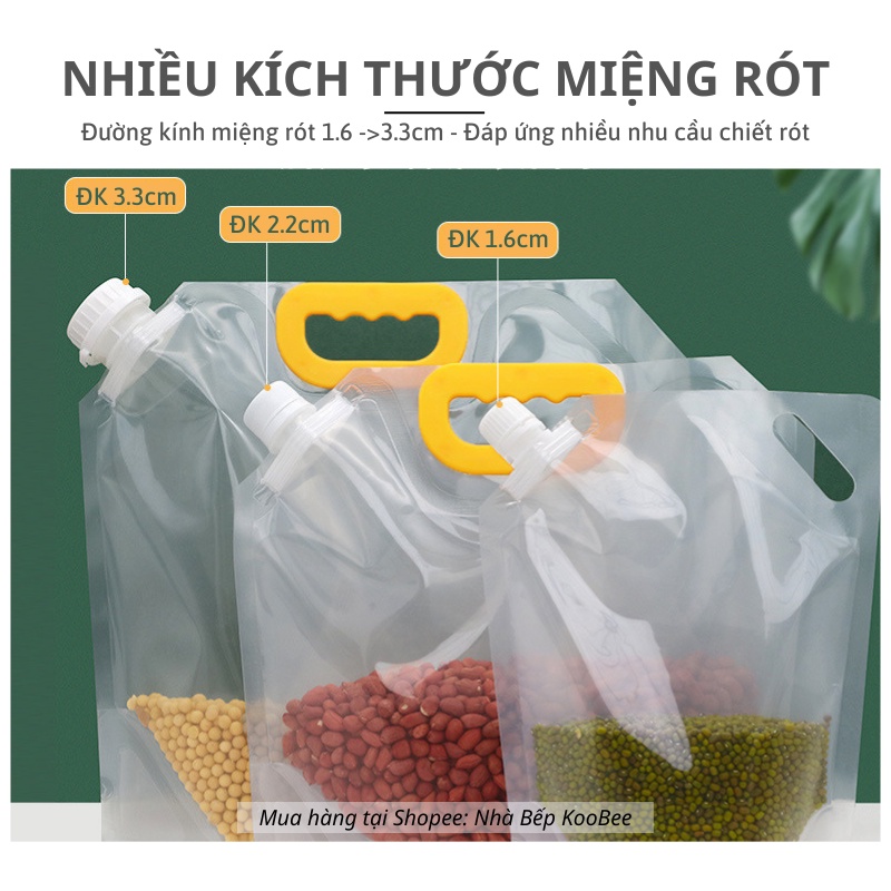 Túi đựng thực phẩm hạt khô ngũ cốc KOOBEE có tay cầm nắp đậy chống ẩm tái sử dụng nhiều lần (NB66)