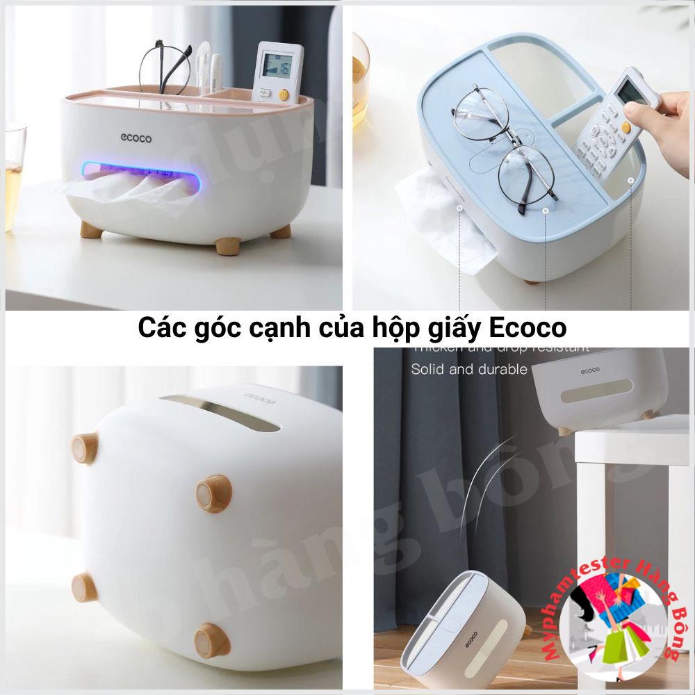 Hộp giấy để bàn Ecoco có 2 ngăn cắm phụ kiện mã 2009
