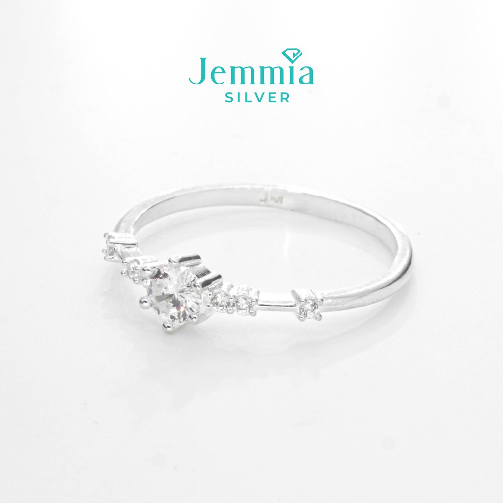 Nhẫn bạc nữ Jemmia thân trơn đính đá - JM1102