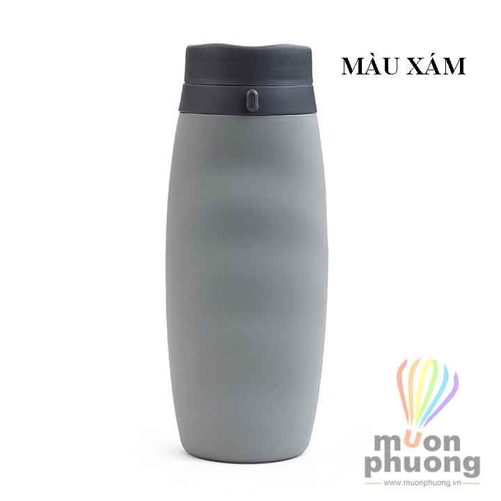 Bình uống nước silicone xếp gọn có dây treo cắm trại, du lịch, sử dụng văn phòng hàng ngày - MUÔN PHƯƠNG SHOP