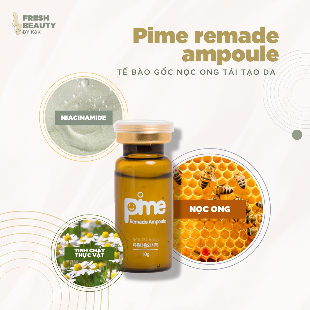 Tế bào gốc nọc ong phục hồi da treatment dạng siêu tinh chất mờ sẹo rỗ, thâm nám, se chân lông Pime Remade Ampoule 10ml