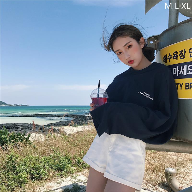 Ảnh thật - Áo thun tay dài form rộng TEAM LA GARCONNE ulzzang thu đông phong cách Hàn Quốc Ulzzang UNISEX