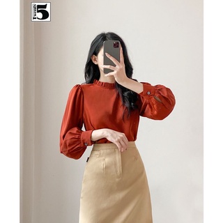 Áo sơ mi công sở nữ cổ bèo dựng tya vai bồng cúc cổ sau Twentyfive N1018