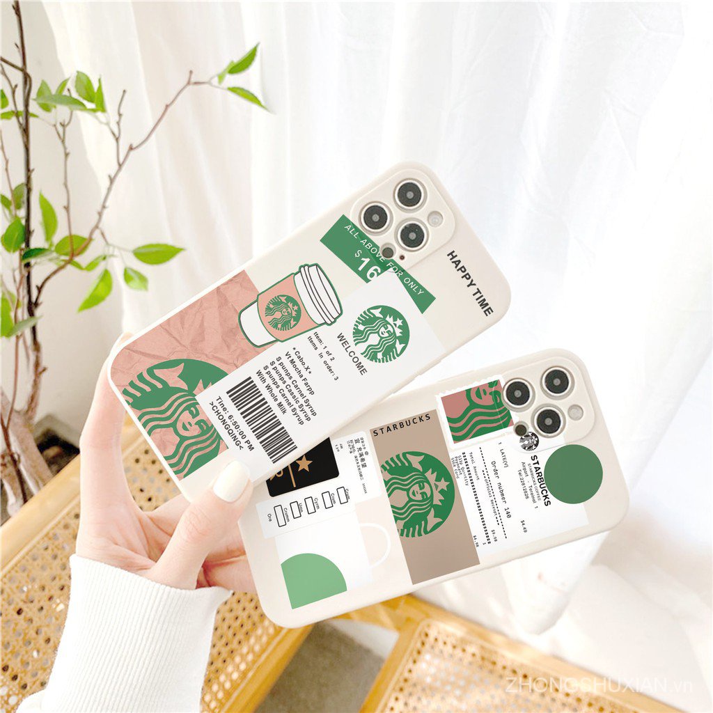 Ốp lưng iphone Starbucks cạnh vuông 5/5s/6/6plus/6s/6splus/7/7plus/8/8plus/x/xr/xs/11/12/pro/max/plus/promax