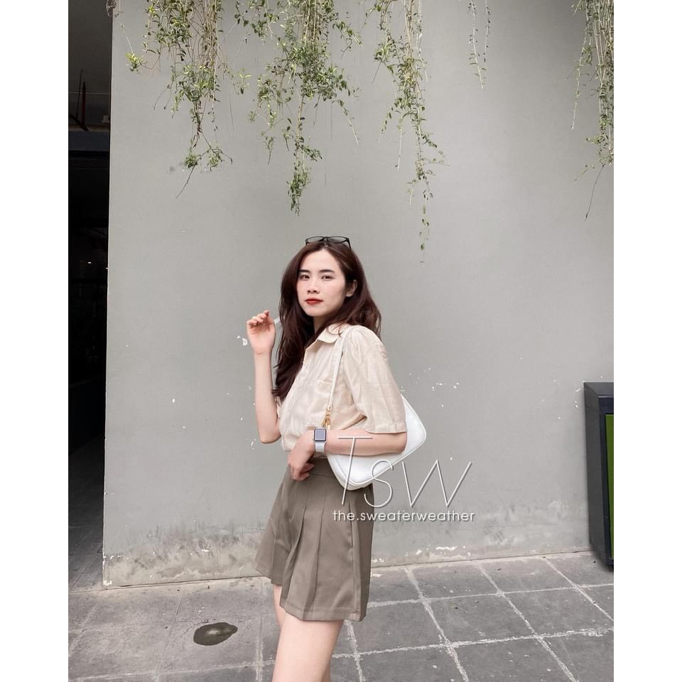 Quần Short Dập Ly Ống Rộng PEONYB Nữ [FREESHIP]🌸 Shorts đùi cạp cao form suông, sooc trơn màu ĐEN | TRẮNG | Nâu Ulzzang🌸