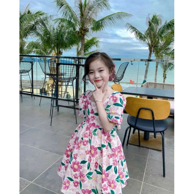 Váy bé gái hoa nhí dài váy đầm bé gái đi biển đi chơi du lịch Melisa xinh xắn