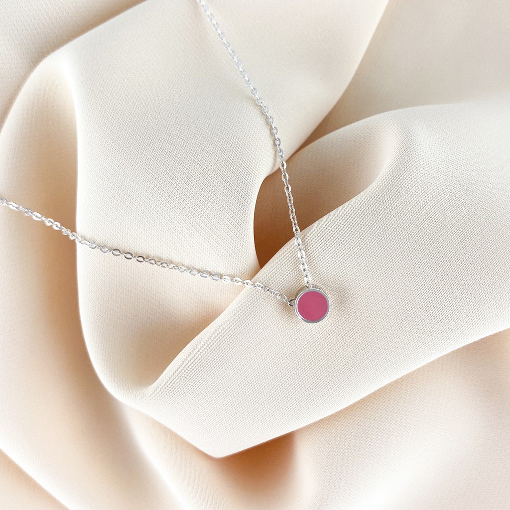 Dây chuyền nữ trang sức Bạc 925 SENYDA mặt hình tròn màu 6mm xỏ DC641