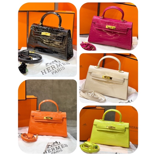 Túi xách Hơmet size 22 da rắn bóng bảng màu mới