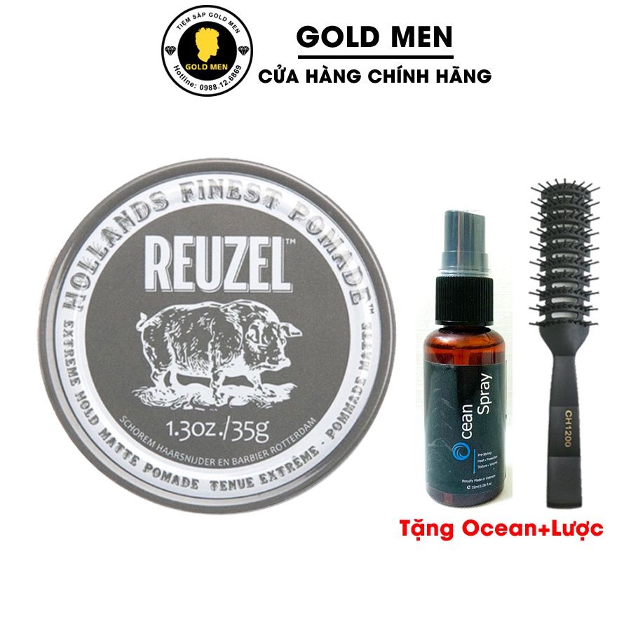 Reuzel Extreme Hold Matte Pomade, Pomade vuốt tóc + Tặng lược