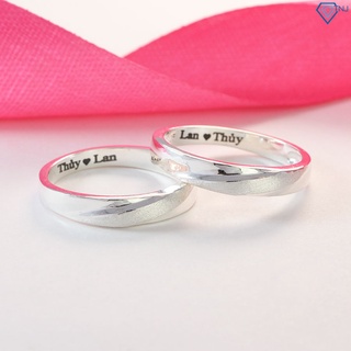 Nhẫn đôi bạc 925 tình yêu khắc tên ND0245 - Trang Sức TNJ