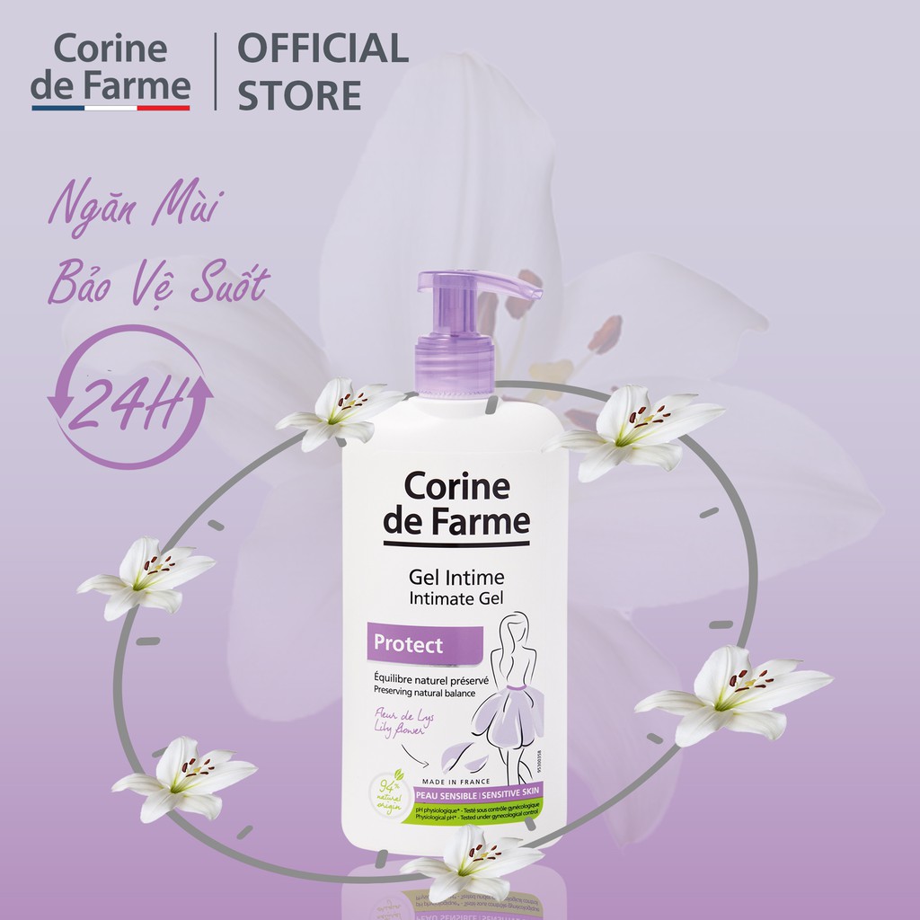 Dung dịch vệ sinh Corine De Farme Intimate Gel Protect làm sạch, cân bằng giữ ẩm 250ml