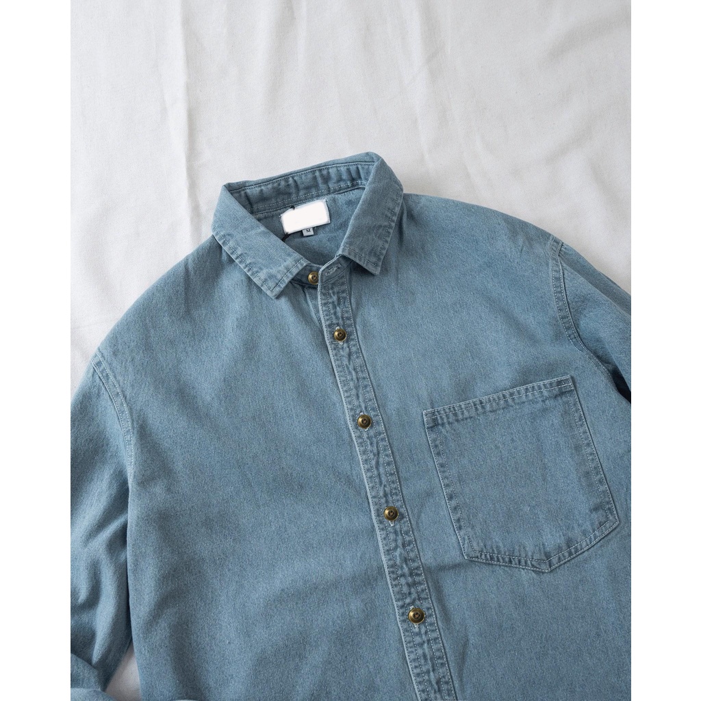 ẢNH THẬT Sơ Mi Nam JEAN Denim BigSize , TÚI NGỰC . Tay dài. Dáng Xuông.