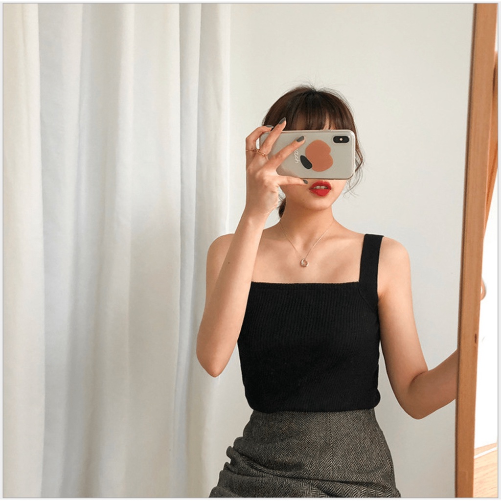 Áo 2 dây nữ bản to kiểu dáng ôm đẹp co giãn thoải mái len thun cho người 40-58kg AD06 JOLY