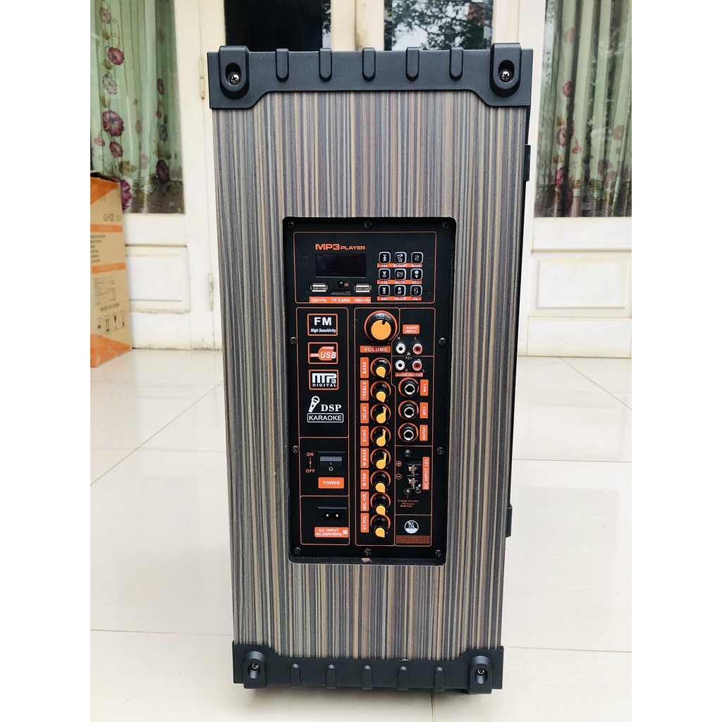 Loa Kéo BASS 30 vỏ gỗ , 2 Micro Không Dây Hút Âm , Mạch Delay Cao Cấp