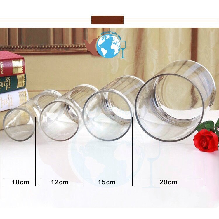 D20cm x H30cm Lọ Hoa Bình Bông Thủy Tinh Trang Trí