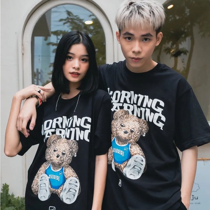 Áo thun Morning Warning Teddy - Gấu bông chơi đồ - Áo Thun Unisex Form Rộng Tay Lỡ Oversize Cotton 100% Local Brand