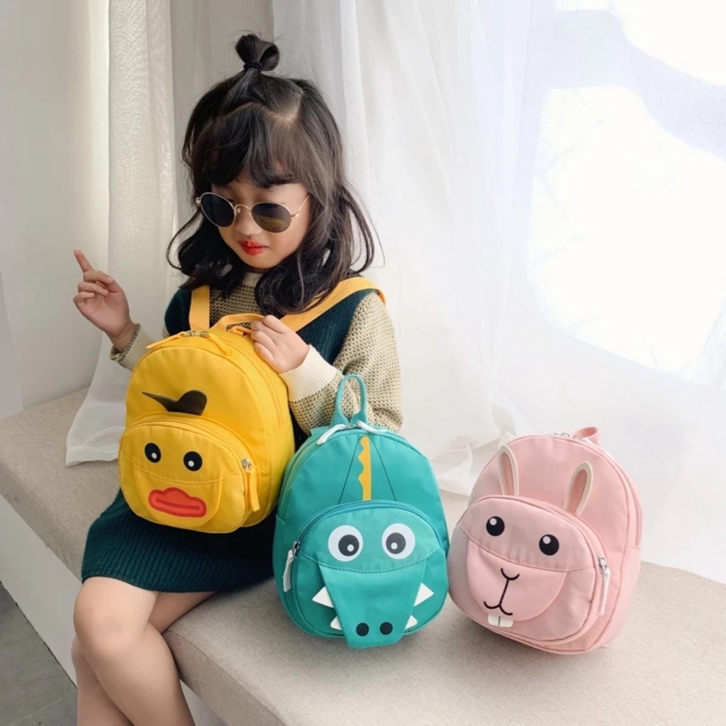 Balo 3 Màu Hình Gà Thỏ Khủng Long Siêu Dày Dặn Cho Bé