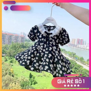 VÁY ĐÔI MẸ BÉ HOA CÚC CỔ XẾP