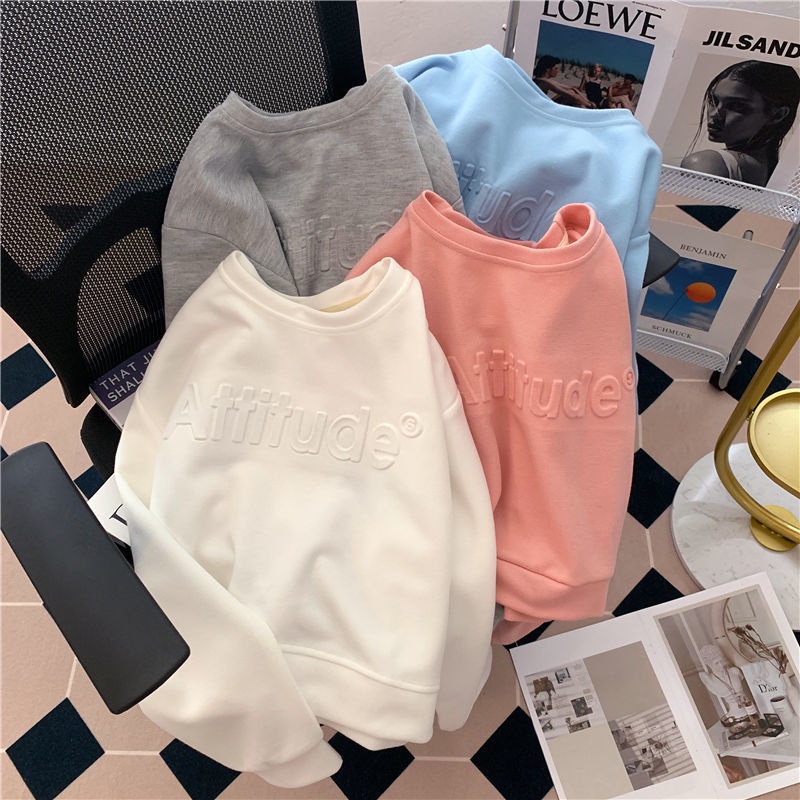 Áo Thun Tay Dài Cổ Tròn Dáng Rộng Thiết Kế Mới Thời Trang Mùa Thu Dành Cho