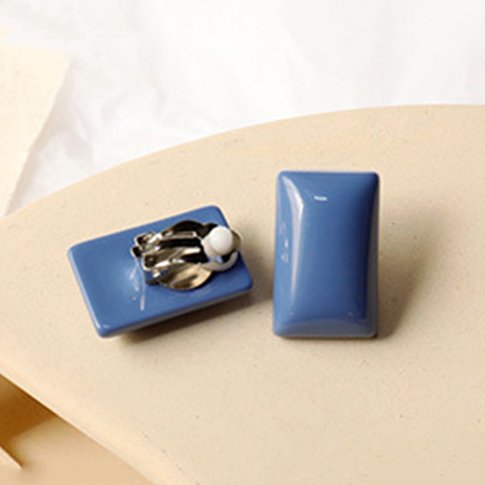 Khuyên kẹp vành tai không lỗ bằng nhựa Resin hình tròn/chữ nhật cho nữ