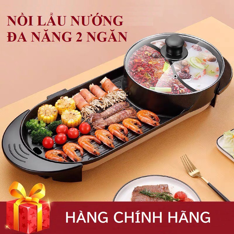 [CÓ SẴN] Bếp lẩu nướng 2 ngăn đa năng G36, Bếp điện 2 trong 1, Vừa lẩu vừa nướng siêu tiện lợi- Công suất 2150W