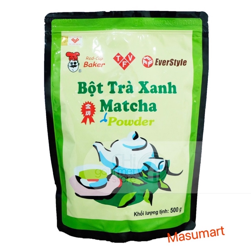 Bột trà xanh matcha Đài Loan - hiệu mũ đỏ red cap - gói 500g