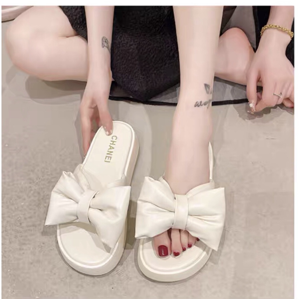 dép nữ phối nơ siêu nhẹ cute cho phái nữ