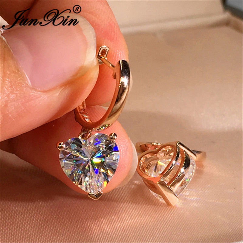 Khuyên Tai Nữ Hình Trái Tim Đính Đá Xinh Xắn