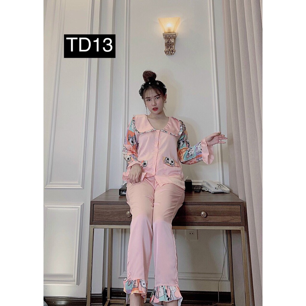 Set Đồ Bộ Nữ Pijama Tiểu Thư Tay Lửng Phối Kiểu Cực Xinh Xắn Đáng Yêu | BigBuy360 - bigbuy360.vn