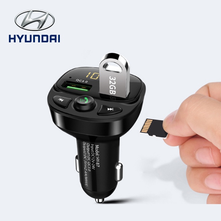 Tẩu Hyundai nghe nhạc MP3 Radio thẻ nhớ kiêm sạc nhanh USB 3.0