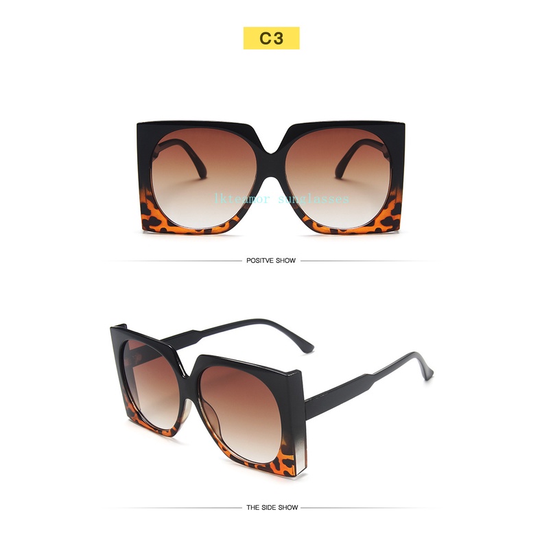 NEW Kính Mát Gọng Vuông Lớn Chống Tia Cực Tím Phong Cách Châu Âu